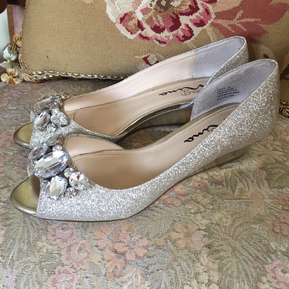 peep toe wedge wedding shoes